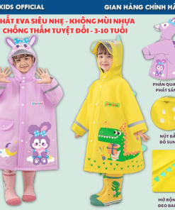 áo Mưa Cho Bé Từ 3-10 Tuổi Bh Kids, Chất Liệu Eva Thân Thiện Môi Trường, Chống Thấm Tuyệt đối, Dày Dặn – Ch172