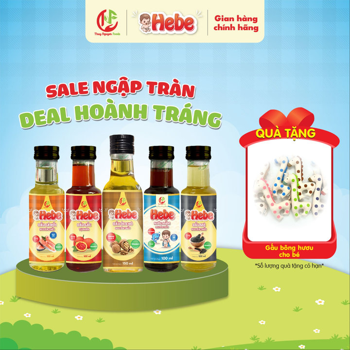 Combo 5 Dầu óc Chó – Dầu Cá Hồi – Dầu Gấc – Dầu Mè – Nước Mắm 100ml – 150ml Hebe