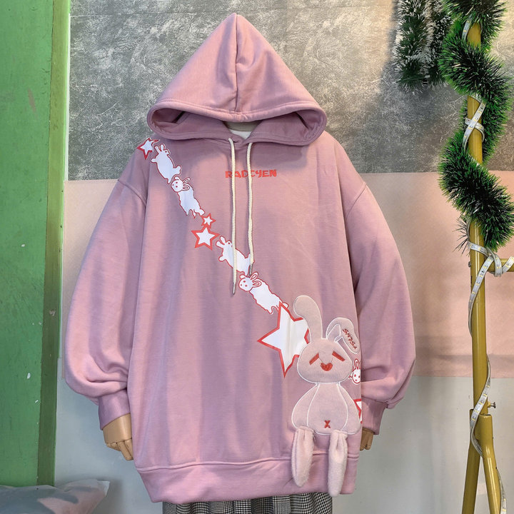 [hàng Zip] áo Khoác Nỉ Hoodie Thỏ đính Kèm Nam Nữ. Nón 2 Lớp. Chất Nỉ Lót Bông. Hàng Y Hình