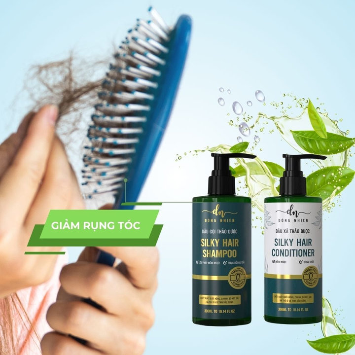 Combo Dầu Gội + Dầu Xả Giảm Rụng Tóc, Giảm Bết Nhờn, Giúp Tóc Dày Khỏe Tinh Chất Thiên Nhiên đậm đặc Herbal Dongnhien – 300ml