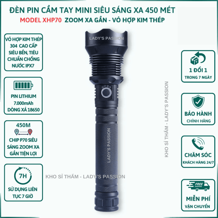 đèn Pin Cầm Tay Siêu Sáng Xhp70 Chiếu Xa 700 Mét Chống Nước Ipx7 Pin Trâu Gd206 – Lady’s Passion