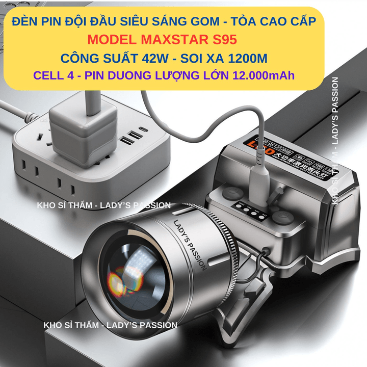 đèn Pin đội đầu Siêu Sáng Max Star S95 Zoom Sáng Xa Gần Công Suất 42w Soi Xa 1200 Mét, đèn đội đầu Pin Trâu Gd216 – Lady’s Passion