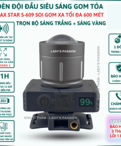 đèn Pin đội đầu Siêu Sáng Max Star S609 Zoom Xa Gần Gom Tỏa, Pin Trâu, Cảm Biến Sạc Ngược Cho điện Thoại đa Năng Cao Cấp Gd219 – Lady’s Passion