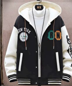 áo Khoác Nỉ Bóng Chày Bo Sọc In Chữ Rn Unisex Nam Nữ Phối Mũ Khác Màu Ut11 – Phương Store
