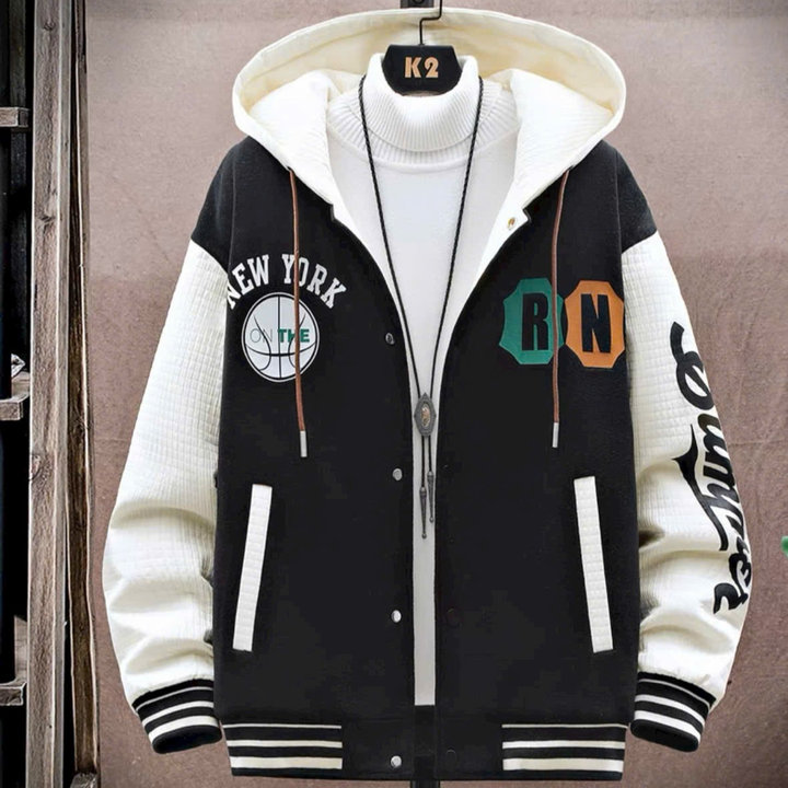 áo Khoác Nỉ Bóng Chày Bo Sọc In Chữ Rn Unisex Nam Nữ Phối Mũ Khác Màu Ut11 – Phương Store