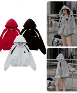 áo Khoác Nỉ Ngoại Form Boxy Thêu Chữ B Phối Màu Tay Phồng Rông Mũ 2 Lớp Unisex Nam Nữ Tp555 – Golden Dream