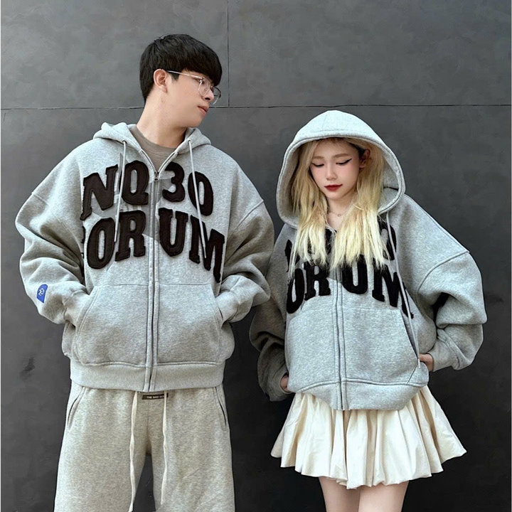 áo Khoác Nỉ Hoodie Zip Form Boxy Forum Thêu đắp Vải Form Rộng Nam Nữ Unisex Sht179-minh Hà House