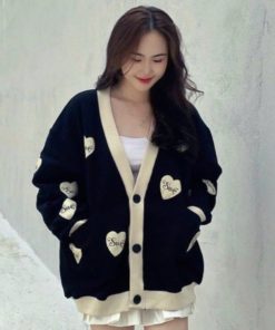 áo Khoác Cardigan Trái Tim Nam Nữ. Chất Nỉ Lót Bông. Hàng Y Hình