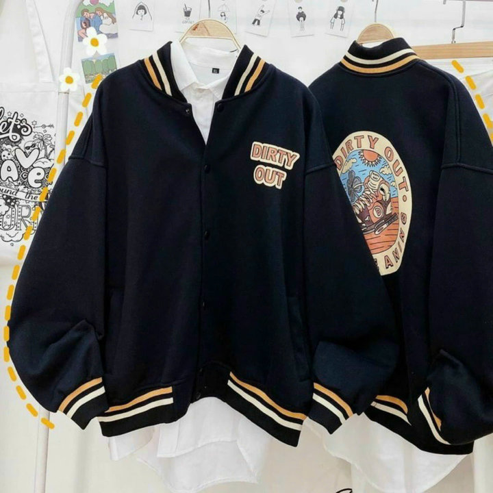 áo Khoác Bomber Dirty Out Nam Nữ. Chất Nỉ Lót Bông. Hàng Y Hình