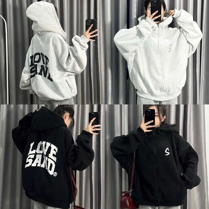áo Khoác Zip Nỉ Nam Nữ S Love áo Hoodie Nỉ Bông From Rộng Nón To 2 Lớp Unsiex Siêu Hot Mẫu Mới – Tp98