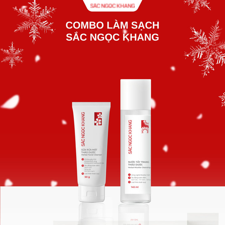 Combo Sữa Rửa Mặt Thảo Dược 100g & Nước Tẩy Trang 145ml – Sắc Ngọc Khang