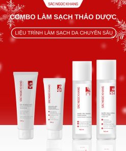 Bộ Làm Sạch Da Từ Thảo Dược (nước Tẩy Trang 145 + Srm 100 + Nước Hoa Hồng 145 + Tẩy Tế Bào Chết Da Mặt 120g) – Sắc Ngọc Khang