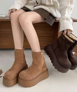 Bốt Nữ Mirasu – Cổ Chui Tiện Lợi, Da Lộn Lót Lông Siêu Dày, Phong Cách Thời Thượng – Pipi Store
