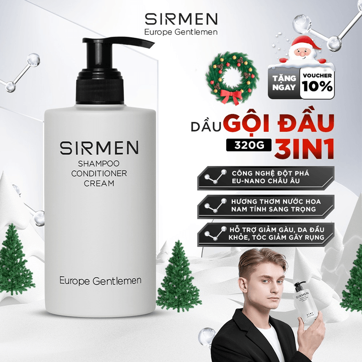 Dầu Gội Nam 3 In 1 Hương Nước Hoa Châu âu Sirmen Europe Gentlemen Cao Cấp 320g Giúp Sạch Da đầu, Tóc Chắc Khoẻ Chiết Xuất Bằng Công Nghệ Eu-nano đậm đặc Gấp 2 Lần