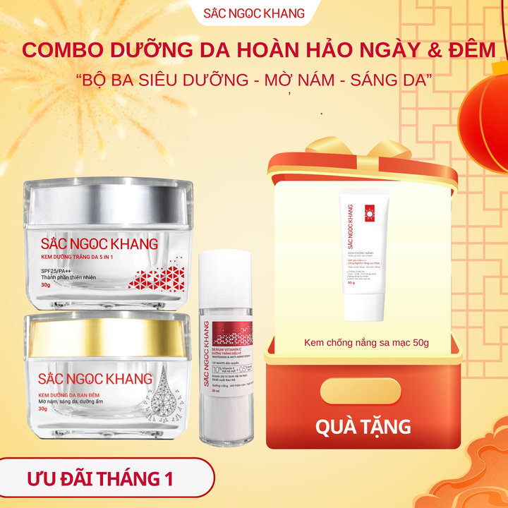 Combo Kem Ngày 30g + Kem đêm 30g + Serum Vitamin C 30ml