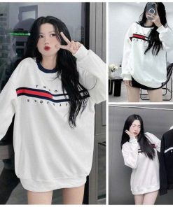 áo Sweater Nỉ Bông Cổ Tròn Dài Tay Form Rộng-chữ Tomy