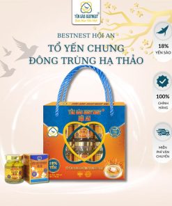 [mua 1 Tặng 1] Yến Sào Bestnest Hội An – Tổ Yến Chưng Sẵn đông Trùng 18% – Hộp Quai Xách 6 Hũ X 70ml