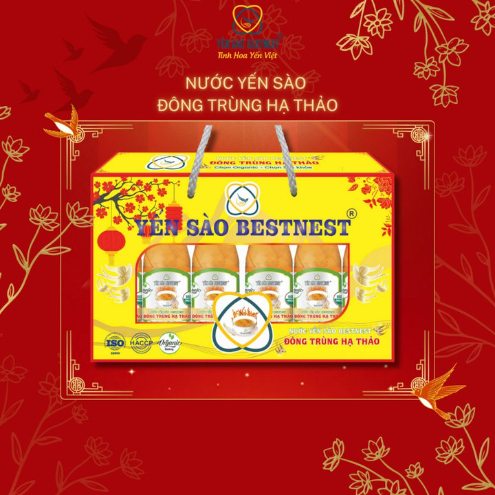 [mua 2 Tặng 1] Nước Yến Sào Bestnest – Vị đông Trùng Hạ Thảo – Hộp Quà 6 Chai X 180ml