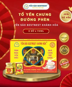 Yến Sào Bestnest Khánh Hoà – Tổ Yến Chưng Sẵn đường Phèn 25% (hộp 6 Hũ X 70ml)