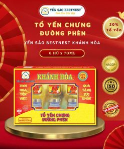 Yến Sào Bestnest Khánh Hoà – Tổ Yến Chưng Sẵn đường Phèn 20% (hộp 6 Hũ X 70ml)