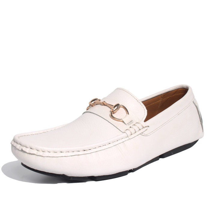 Giày Moccasin Da Bò Tự Nhiên Michilux Ciehm – Màu Trắng