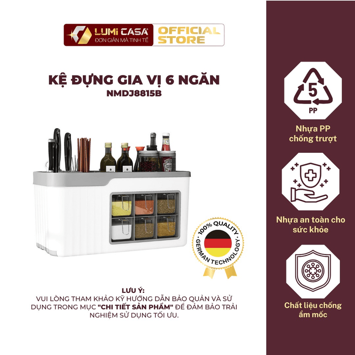 Kệ đựng Gia Vị 6 Ngăn Lumi Casa Công Nghệ đức – Tiện Lợi, đa Năng, Tiết Kiệm Không Gian