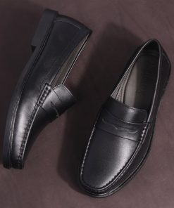 Giày Công Sở Nam Michilux Penny Loafer Ciepl Da Bò Thật Màu đen