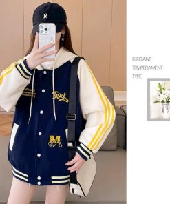 áo Khoác Bóng Chày Unisex Nam Nữ Vải Nỉ Logo Thêu Phối Viền Tay áo Khác Màu Ut200 – Golden Dream