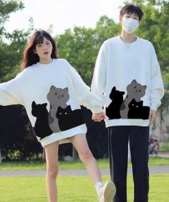 áo Sweater Vải Nỉ Ngoại Unisex Nam Nữ In Hình 3 Chú Mèo Siêu đẹp Cho Các Cặp đôi Tp342 – Phương Store