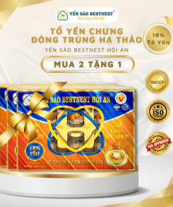 [mua 2 Tặng 1] Yến Sào Bestnest Hội An – Tổ Yến Chưng Sẵn đông Trùng Hạ Thảo 18% – Hộp Quà 6 Hũ X 70ml