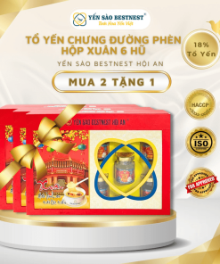 [mua 2 Tặng 1] Yến Sào Bestnest Hội An – Tổ Yến Chưng Sẵn đường Phèn 18% – Hộp Xuân 6 Hũ X 70ml