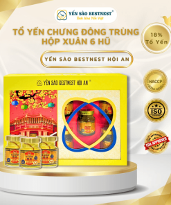 [mua 2 Tặng 1] Yến Sào Bestnest Hội An – Tổ Yến Chưng Sẵn đông Trùng Hạ Thảo 18% – Hộp Xuân 6 Hũ X 70ml