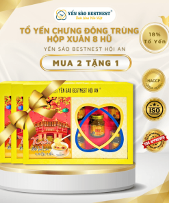 [mua 2 Tặng 1] Yến Sào Bestnest Hội An – Tổ Yến Chưng Sẵn đông Trùng 18% – Hộp Xuân 8 Hũ X 70ml