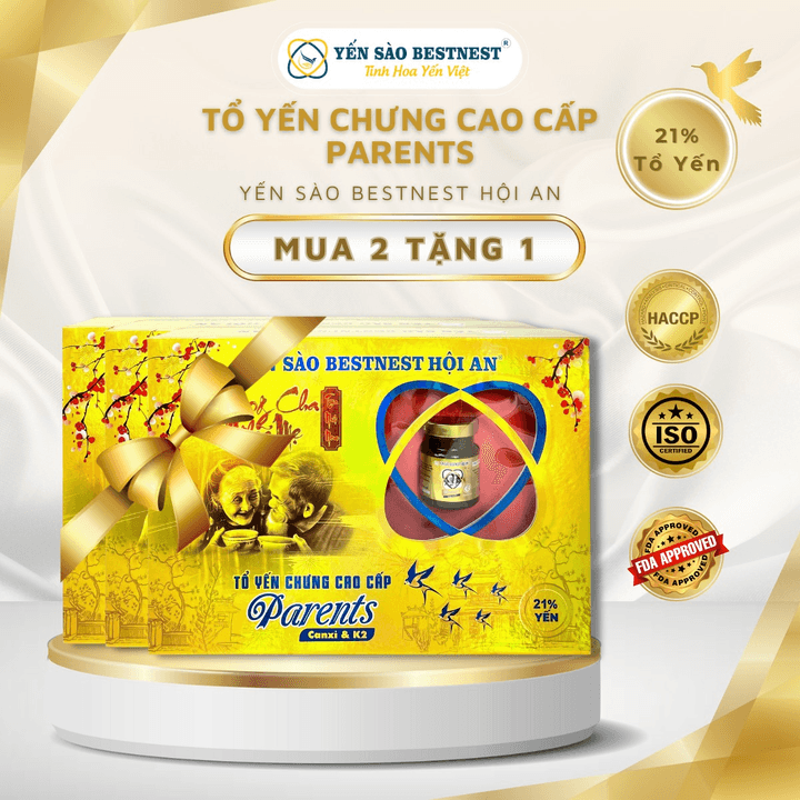 [mua 2 Tặng 1] Yến Sào Bestnest Hội An – Tổ Yến Chưng Cao Cấp Parents 21% – Hộp Quà 8 Hũ X 70ml