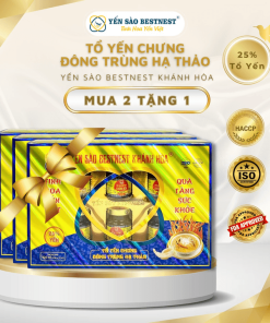 [mua 2 Tặng 1] Yến Sào Bestnest Khánh Hoà – Tổ Yến Chưng Sẵn đông Trùng Hạ Thảo 25% (hộp 6 Hũ X 70ml)