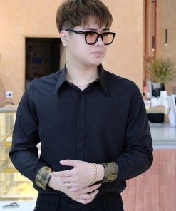 áo Sơ Mi Trắng Nam Smp01 Sơ Mi Dài Tay Công Sở Phối Viền Gấm Vàng Họa Tiết Cotton Paisley Shirt Cao Cấp – Tuto5