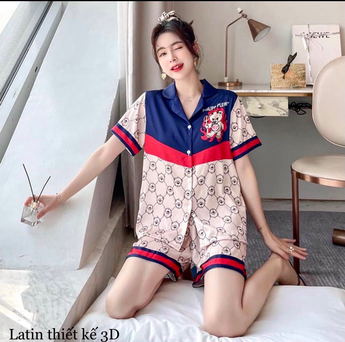 đồ Mặc Nhà Pijama Lụa Latin Thiết Kế Quần đùi Freesize – Sam