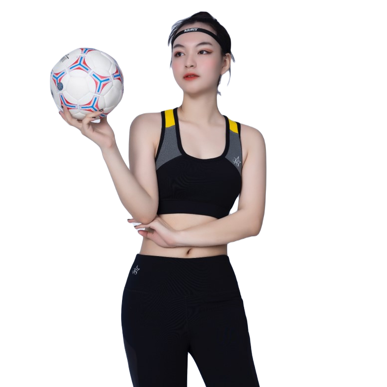 Bộ Tập Thể Thao Nữ Quần Lửng Phối Lưới áo Bra Phối Màu Dl7 Màu đen – Ansa Sport