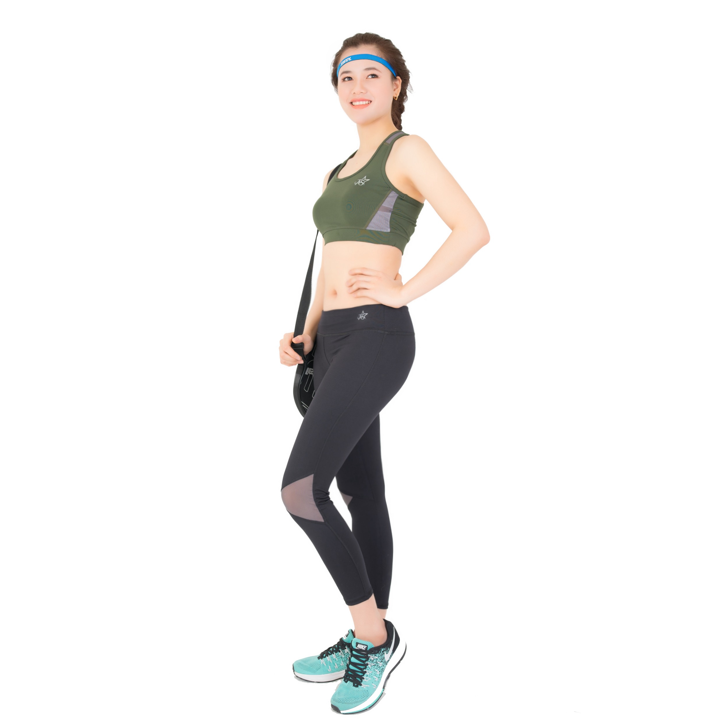 Bộ Tập Thể Thao Nữ Quần Lỡ áo Bra Phối Lưới Dl1101 Màu Xanh Rêu – Ansa Sport