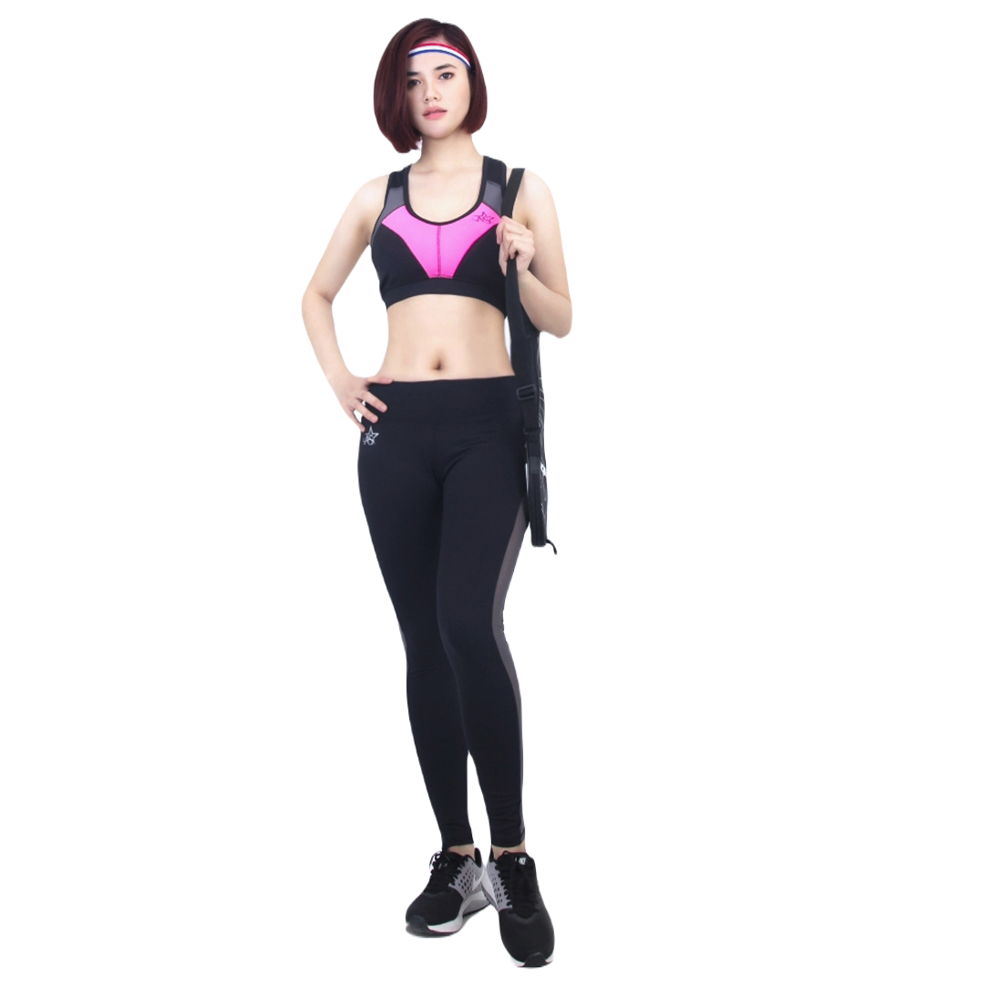 Bộ Tập Thể Thao Nữ Quần Dài Lưới áo Bra Phối Màu Dd201 Màu Hồng – Ansa Sport