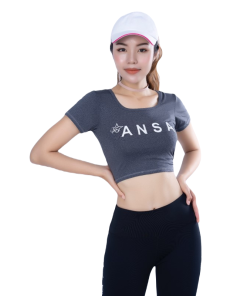 Bộ Tập Thể Thao Nữ Quần Dài áo Croptop Có Tay Dd301 Màu Xám – Ansa Sport