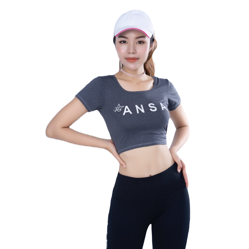 Bộ Tập Thể Thao Nữ Quần Dài áo Croptop Có Tay Dd301 Màu Xám – Ansa Sport