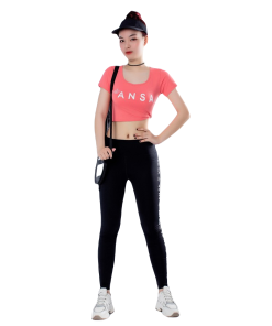 Bộ Tập Thể Thao Nữ Quần Dài áo Croptop Có Tay Dd303 Màu Cam – Ansa Sport