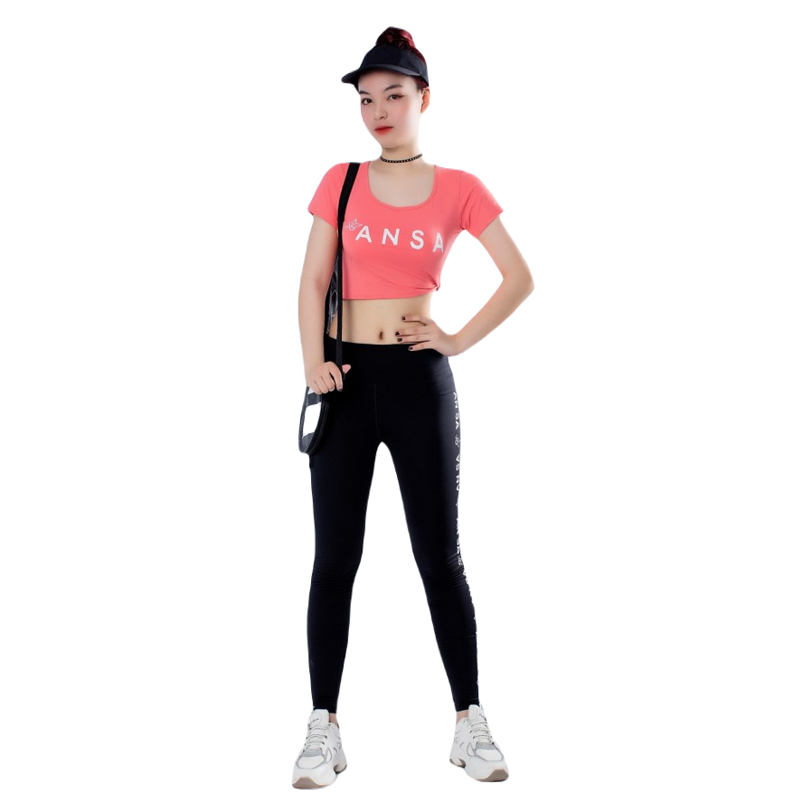 Bộ Tập Thể Thao Nữ Quần Dài áo Croptop Có Tay Dd303 Màu Cam – Ansa Sport