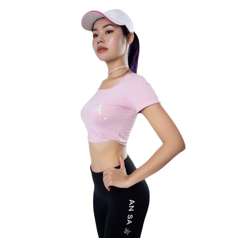 Bộ Tập Thể Thao Nữ Quần Dài áo Croptop Có Tay Dd304 Màu Tím – Ansa Sport