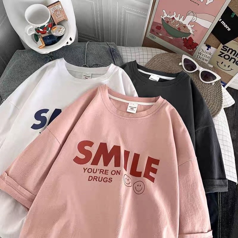 áo Thun Cotton Unisex Siêu Hot Tay Lỡ Dáng Rộng Smile – Lt Fashion