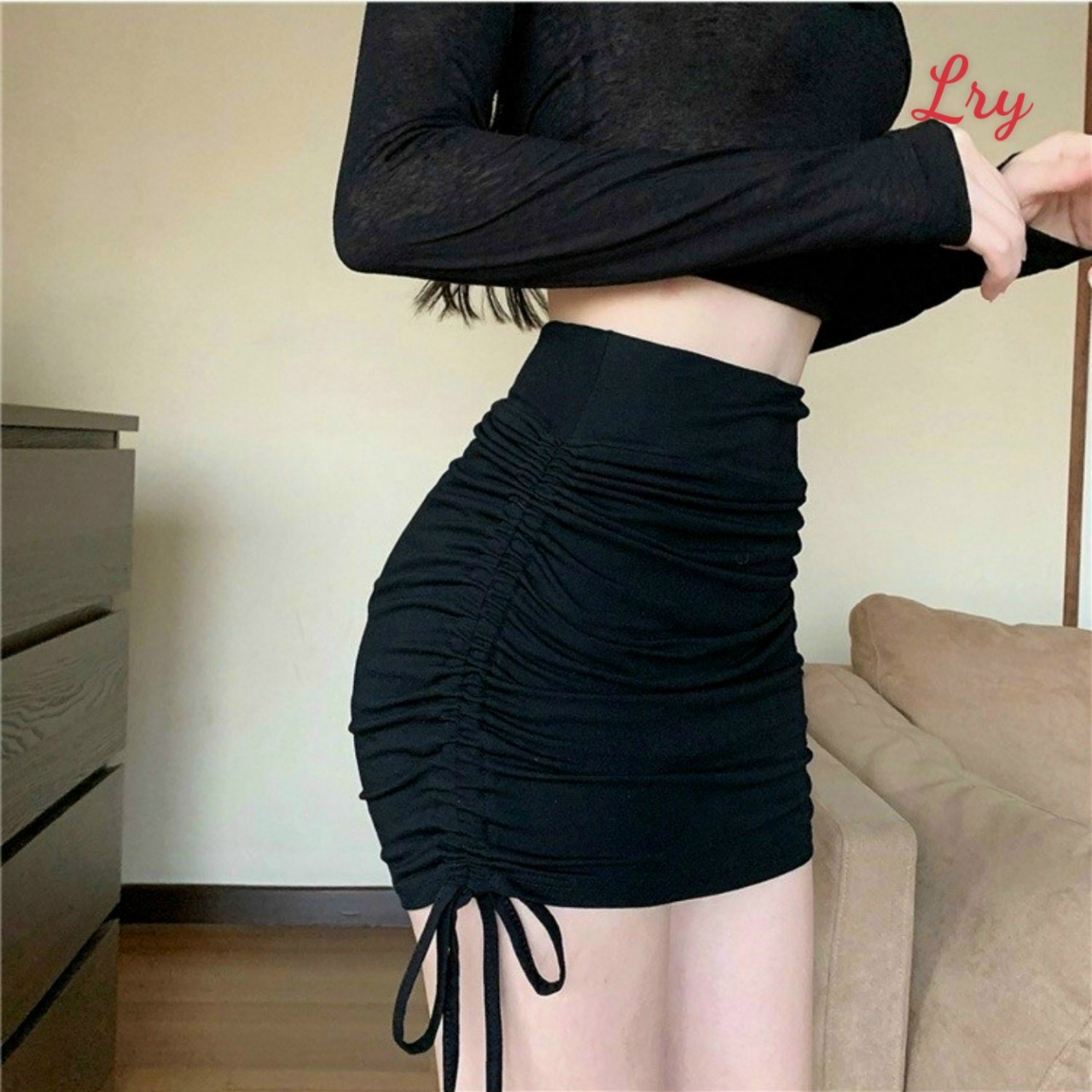 Chân Váy Rút ôm Body Thun Rip – Lê Phương Boutique