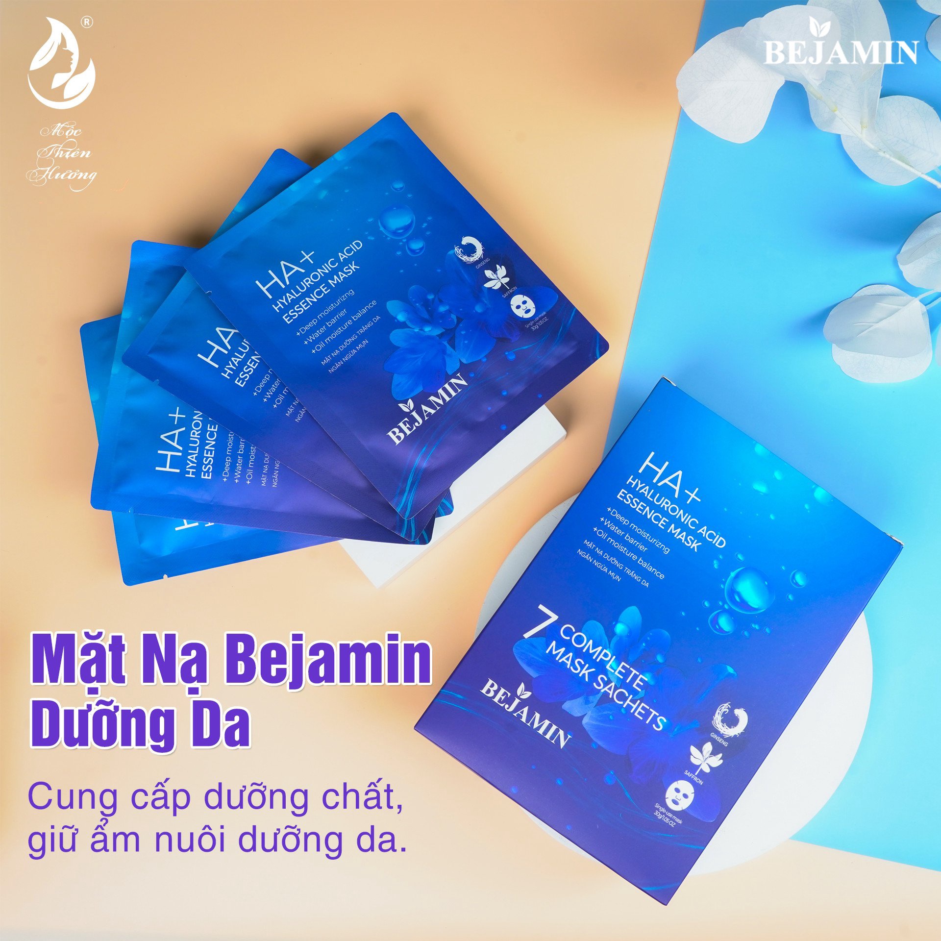 [hộp] Mặt Nạ Dưỡng Trắng, Cấp ẩm Và Bổ Sung Ha Cho Da – Mộc Thiên Hương – Hộp 7 Miếng