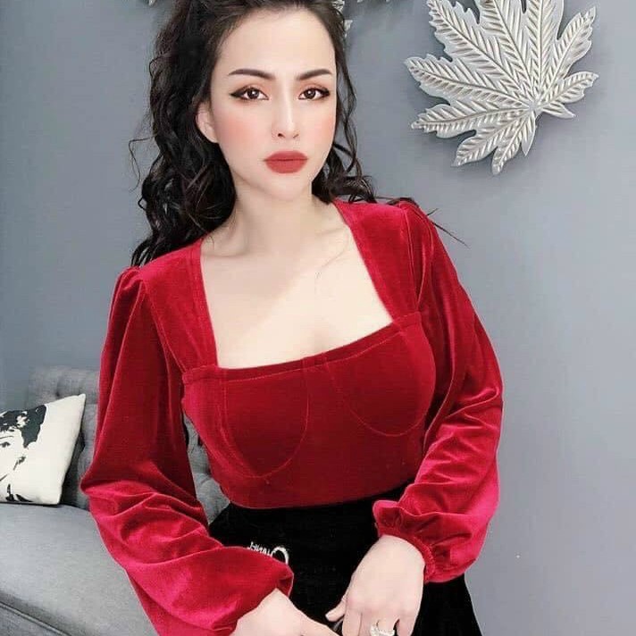 áo Nhung Cổ Vuông – Lê Phương Boutique