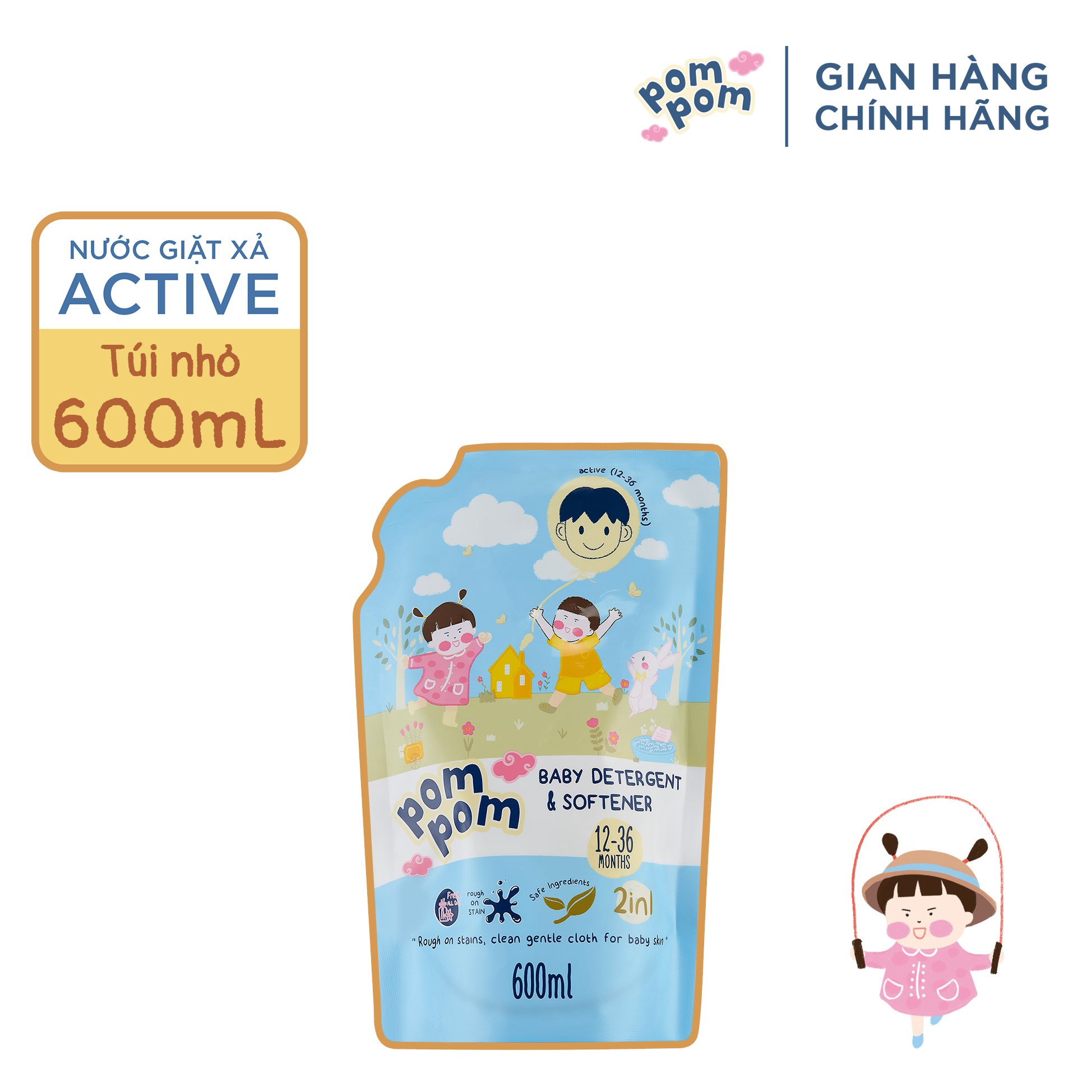 Túi 600ml- Dành Cho Cả Nhà – Gel Giặt Xả 2in1″lành”- Sạch Sâu Vết Bẩn – Dưỡng Mới Vải – Lưu Hương Tích Hợp Kháng Khuẩn An Toàn Cho đồ Lót